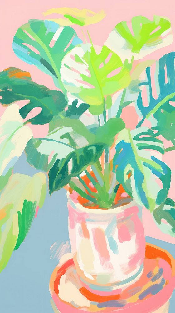 Tropical plant painting art backgrounds.
