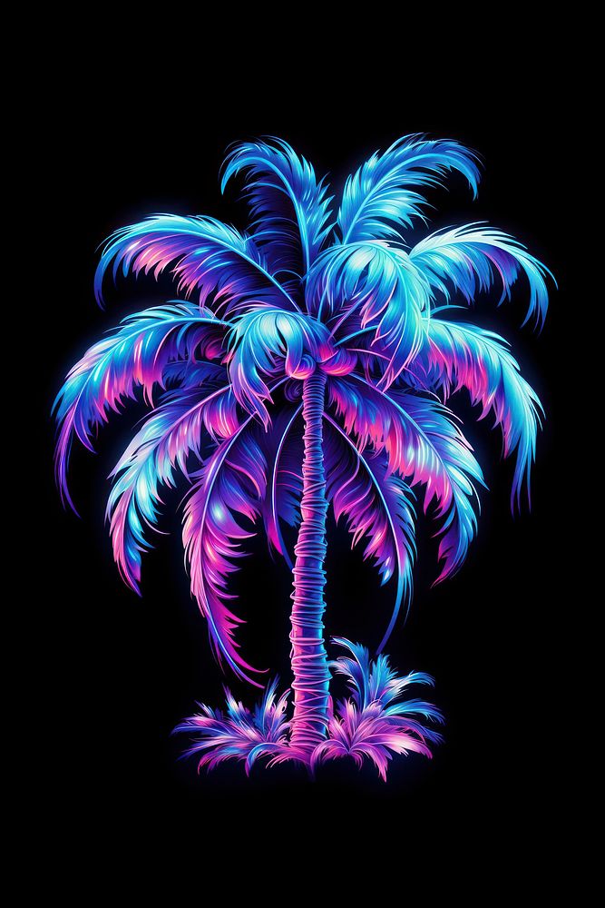 Neon coconut tree pattern nature purple.