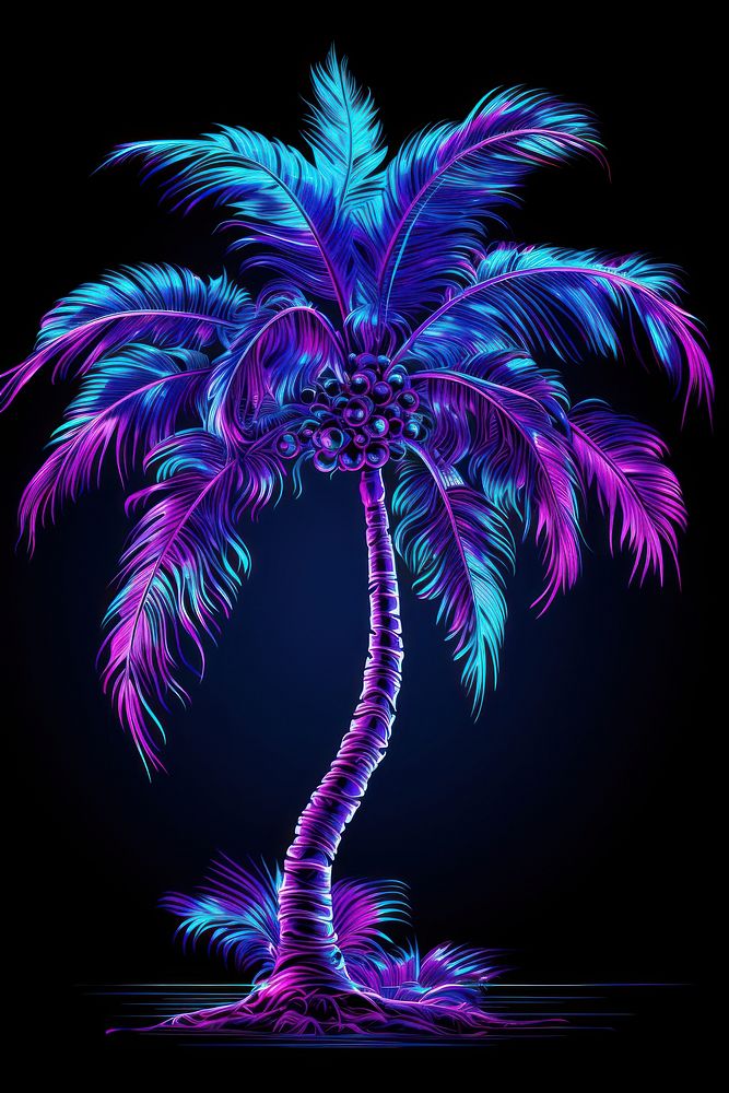 Neon coconut tree purple plant accessories.