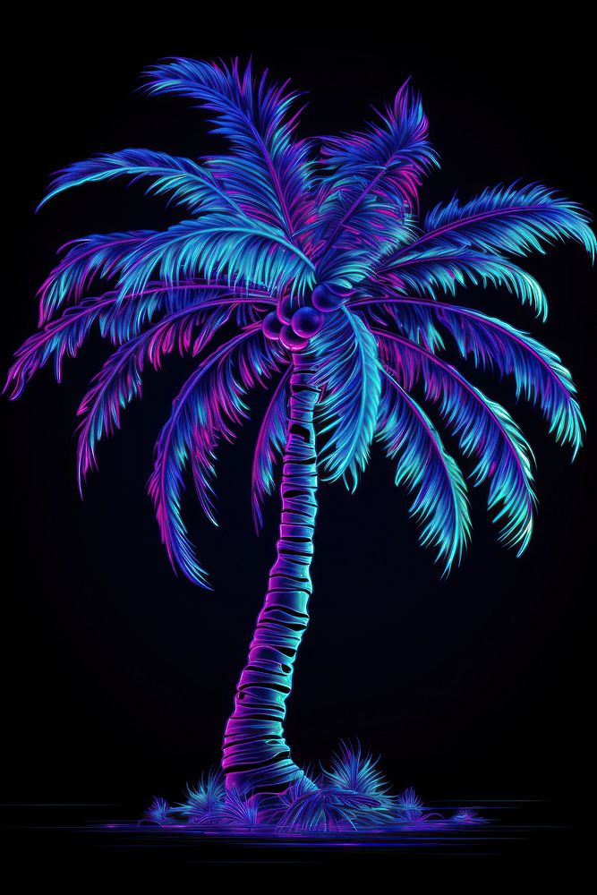 Neon coconut tree outdoors nature plant.