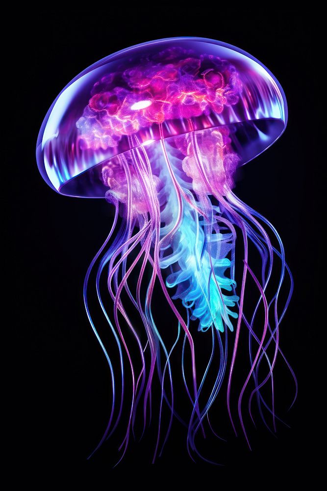 Neon jellyfish animal invertebrate translucent.