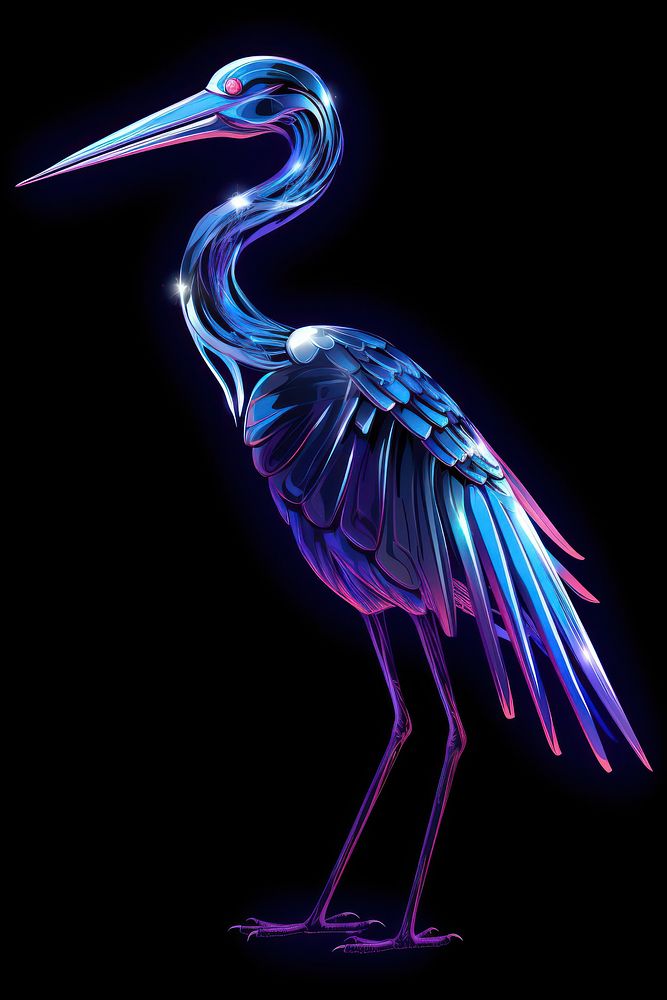 Neon stork animal bird ciconiiformes.