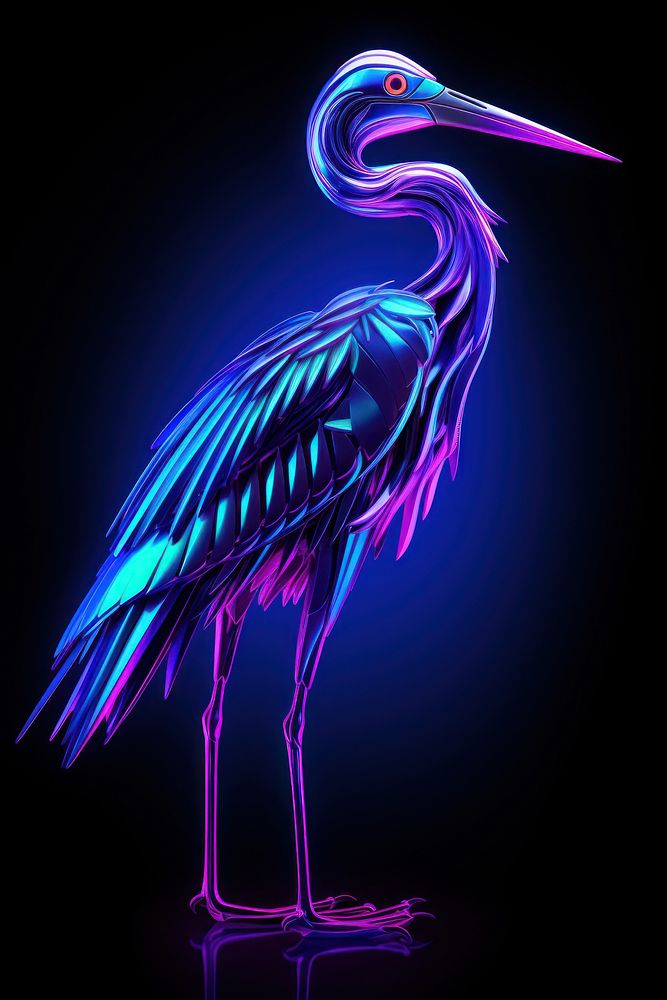 Neon stork animal bird ciconiiformes.