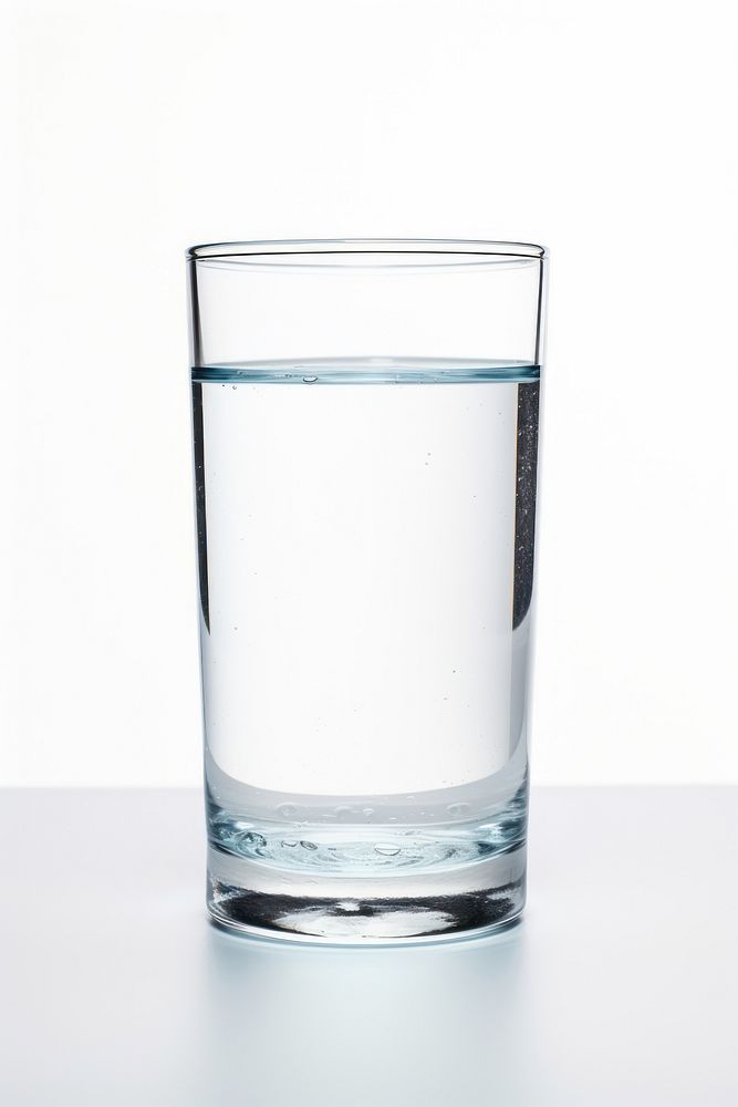 Glass of water glass white background refreshment.
