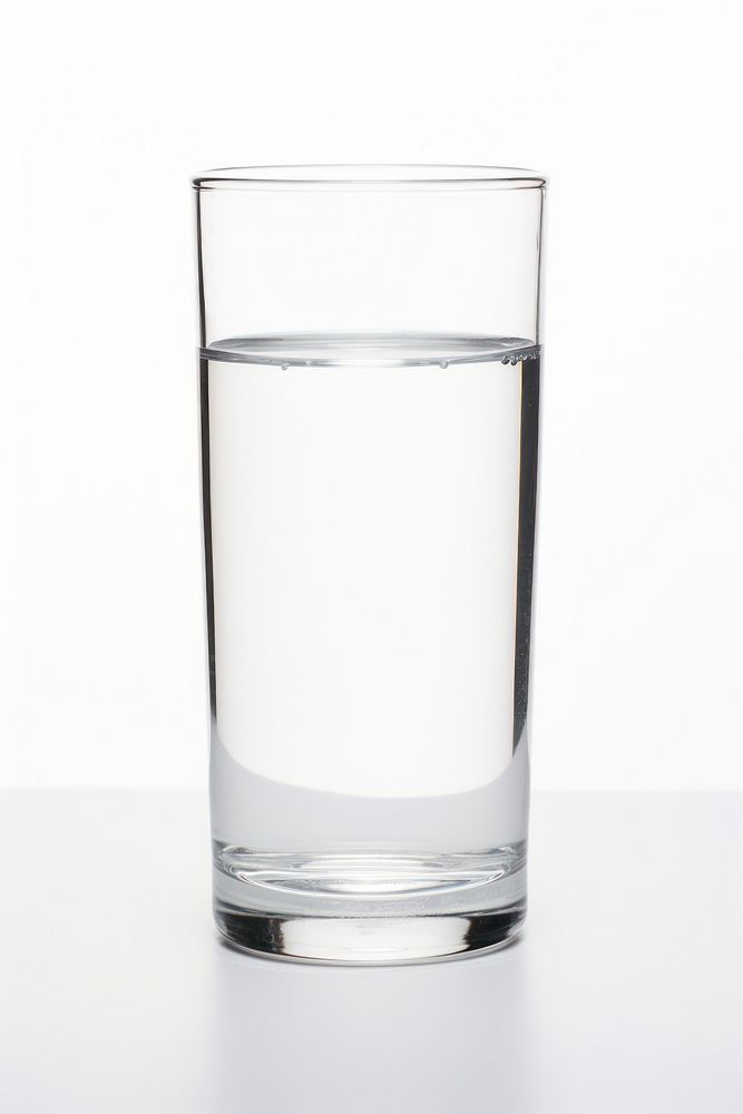 Glass of water glass white white background.
