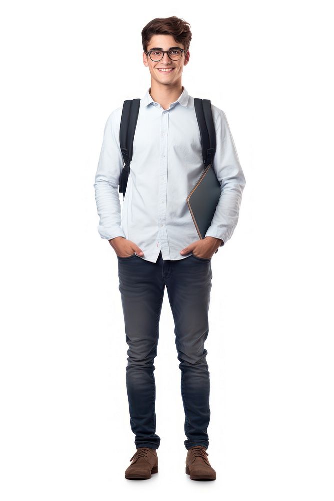A student standing shirt adult.