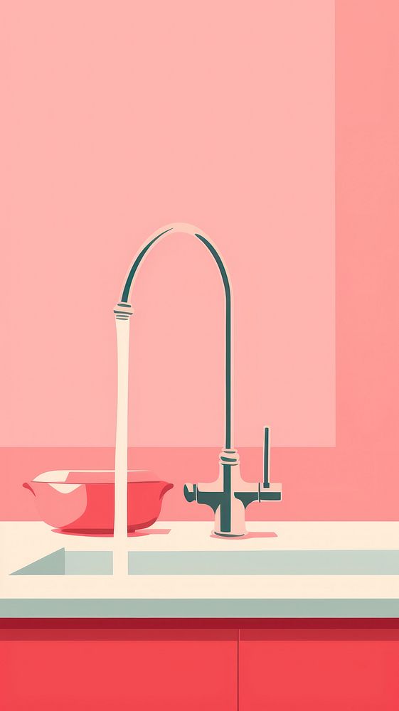 Pink vintage seamless sink tap housework.