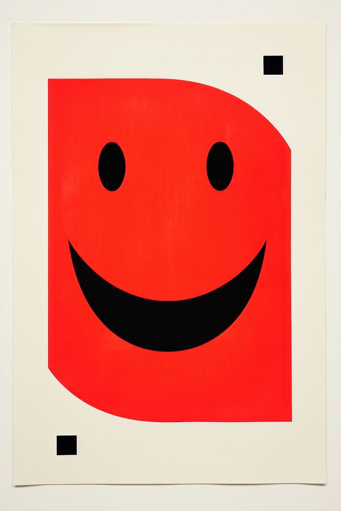 Silkscreen on paper of a happy art red anthropomorphic.