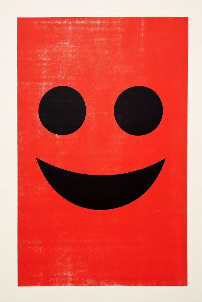 Silkscreen on paper of a happy black red anthropomorphic.