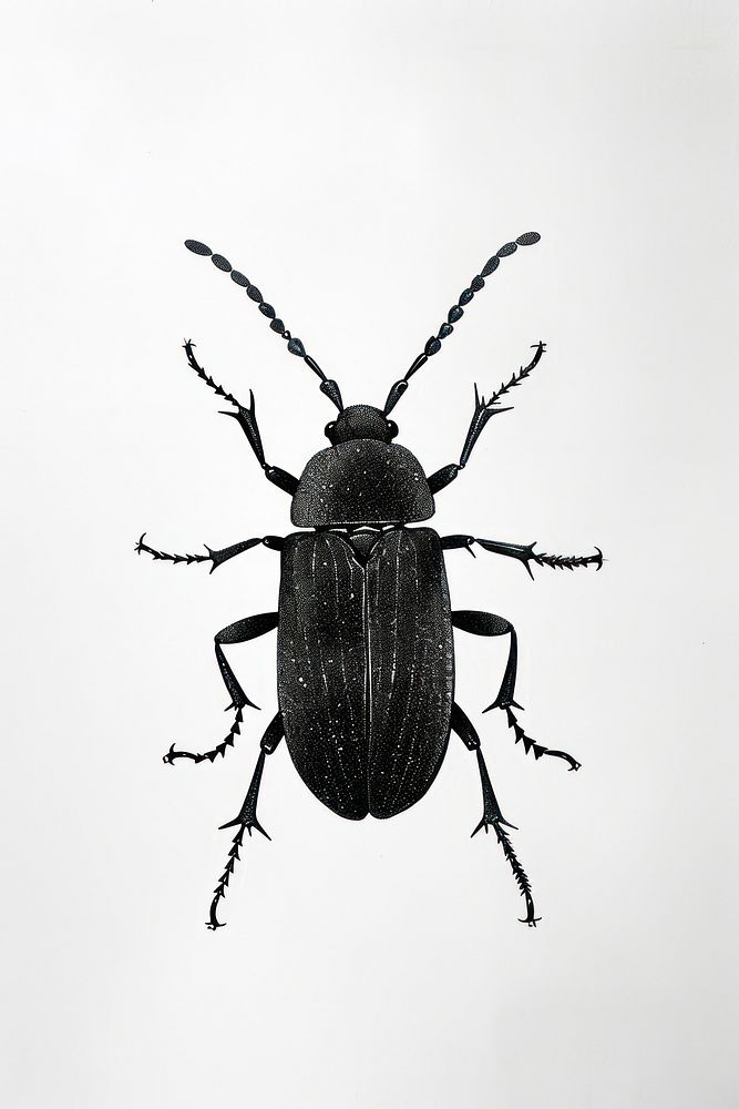 Silkscreen on paper of a Insect insect animal black.