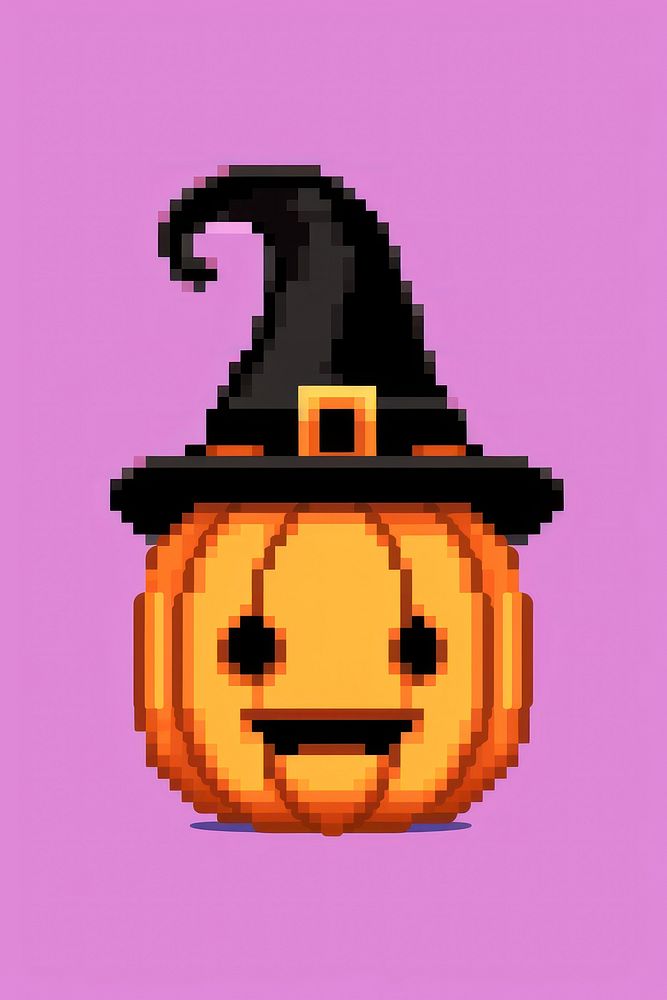 Halloween pumpkin pixel vegetable shape face.