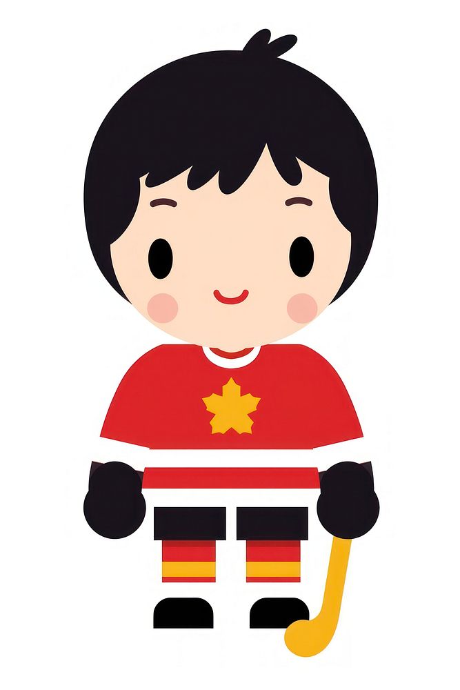 Flat design character hockey white background portrait outdoors.