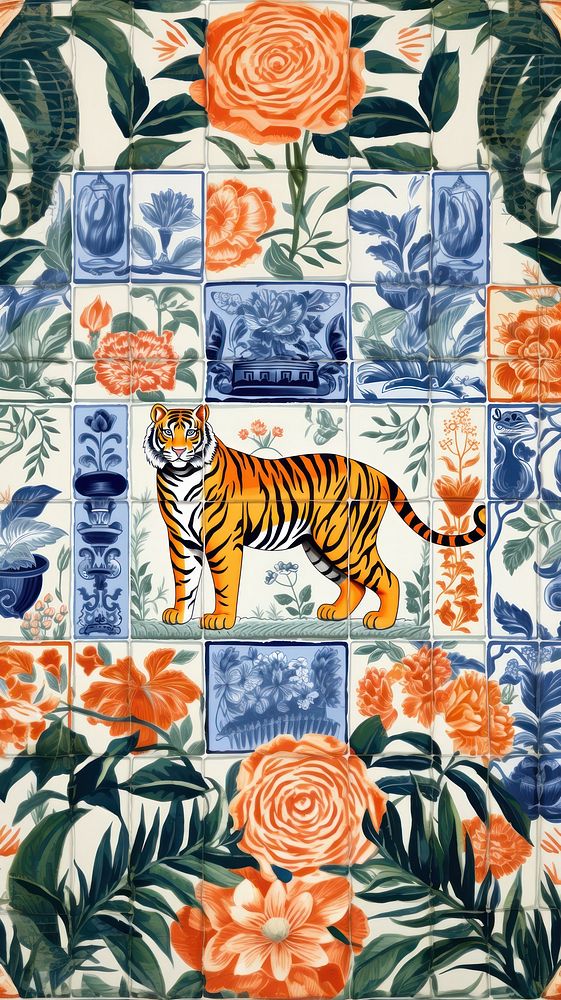 Tiger tiles pattern backgrounds plant.