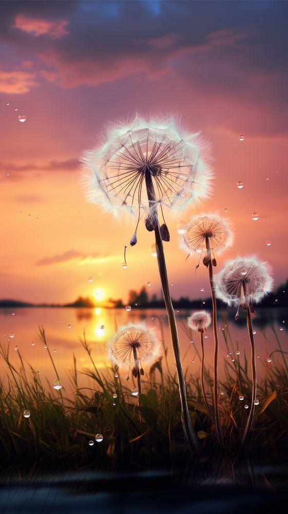 A rain scene with dandelion outdoors nature flower.