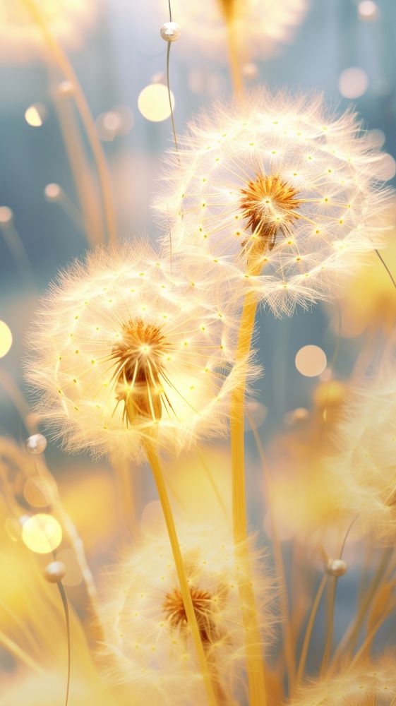 A rain scene with dandelion flower yellow plant.