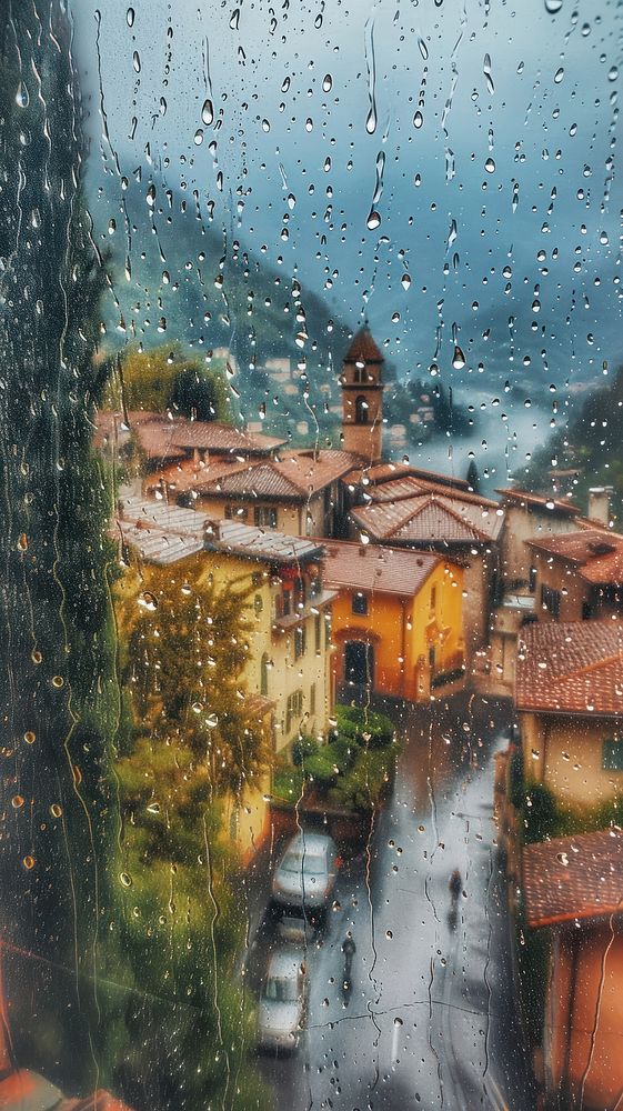 A rain scene with italy view architecture building outdoors.