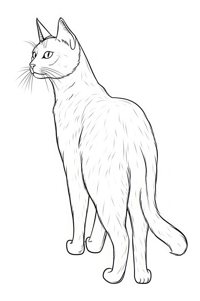 Cat standing sketch drawing animal.