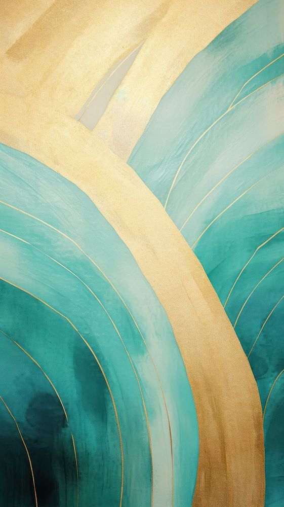 Turquiose music abstract shape painting water art.