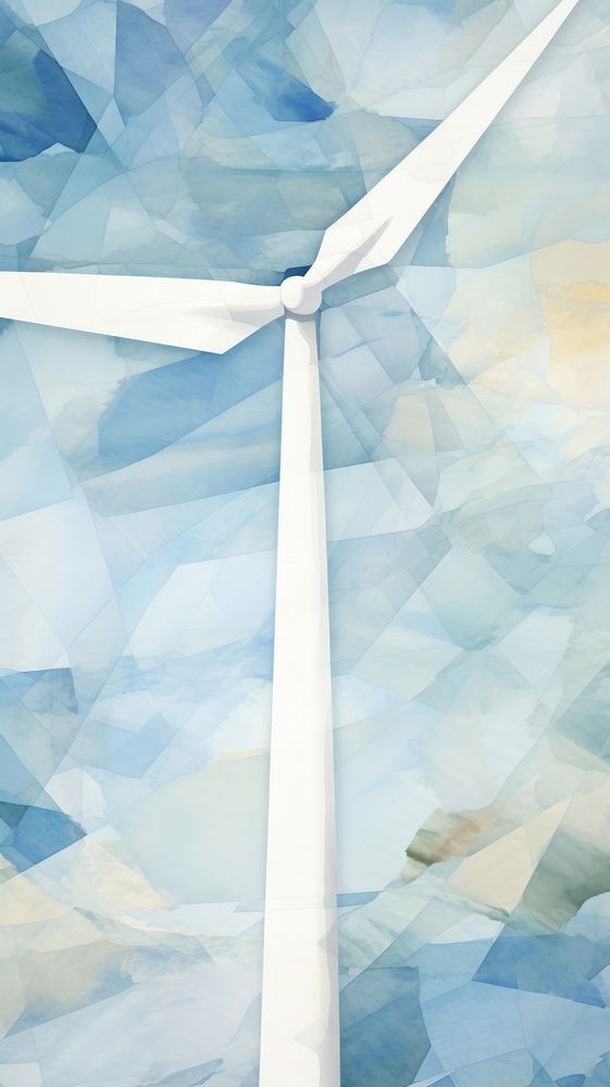 Wind turbine with blue sky abstract machine electricity.