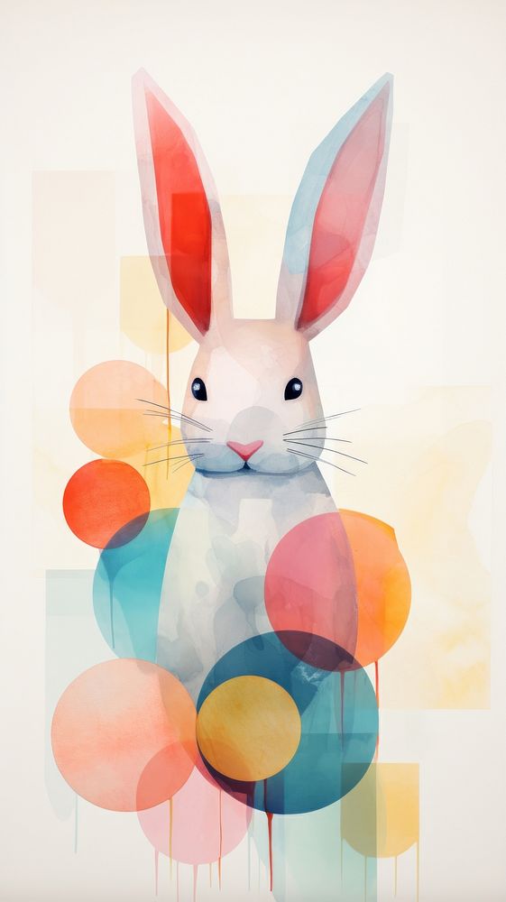 Bunny with easter eggs mammal animal art.