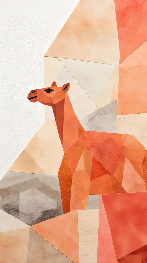 Camel in desert origami mammal animal.