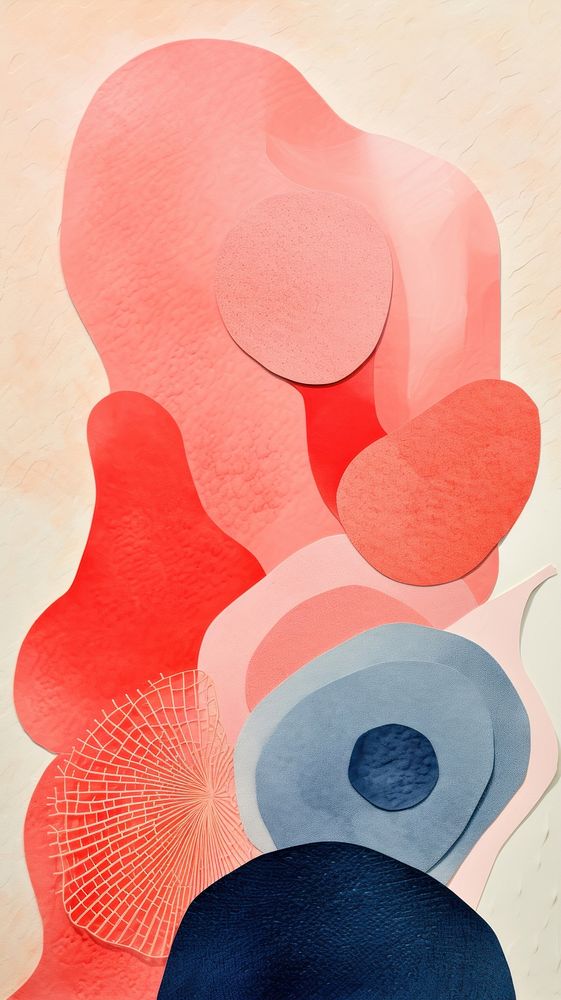 Coral and fish abstract painting shape.