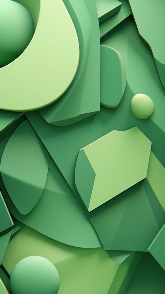 Green abstract shape text.
