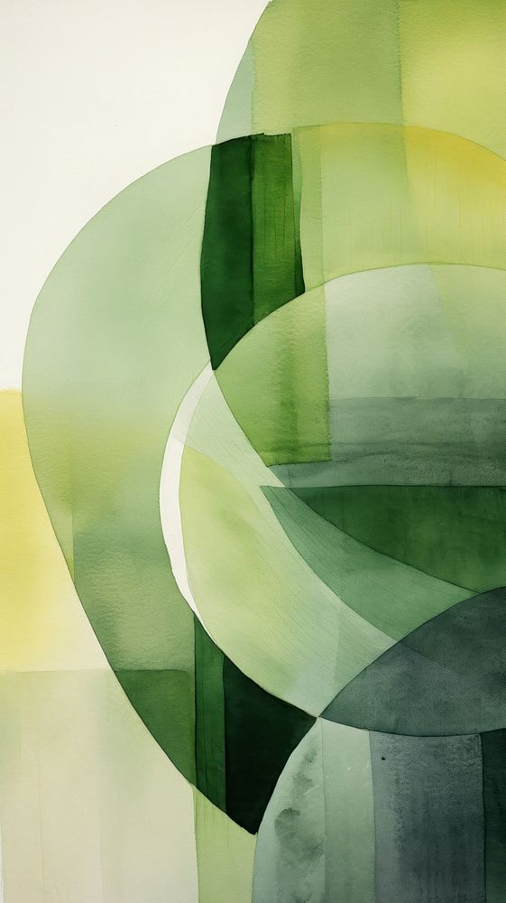 Green aurora abstract painting collage.