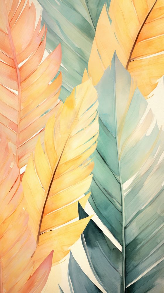 Palm leaves abstract painting pattern.