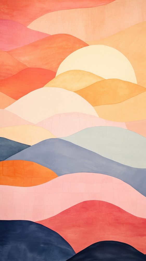 Sunrise and mountain abstract painting art.
