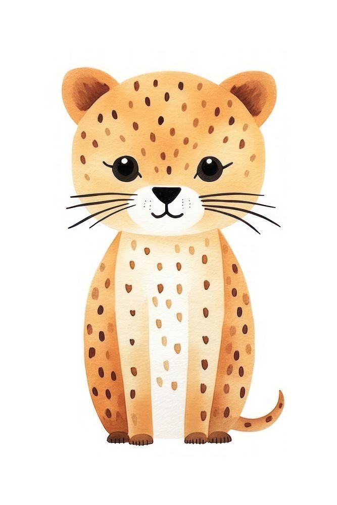 Cute watercolor illustration of a cheetah mammal animal nature.