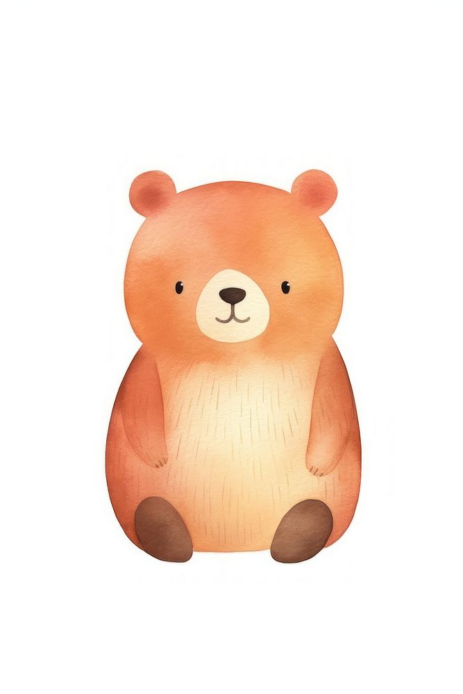 Cute watercolor illustration of a bear mammal animal toy.