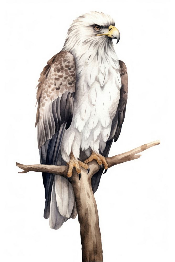 Cute watercolor illustration of a eagle animal bird beak.