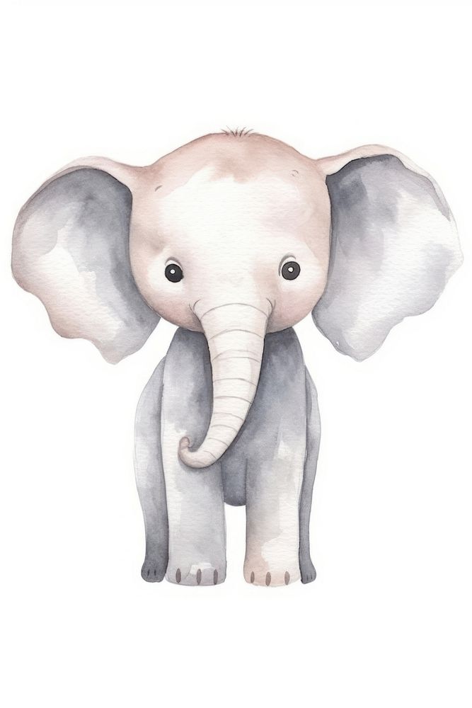 Cute watercolor illustration of a elephant wildlife drawing animal.