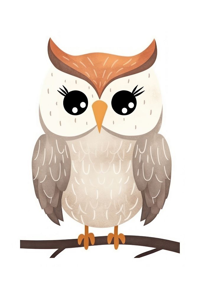 Cute watercolor illustration of a owl drawing animal sketch.
