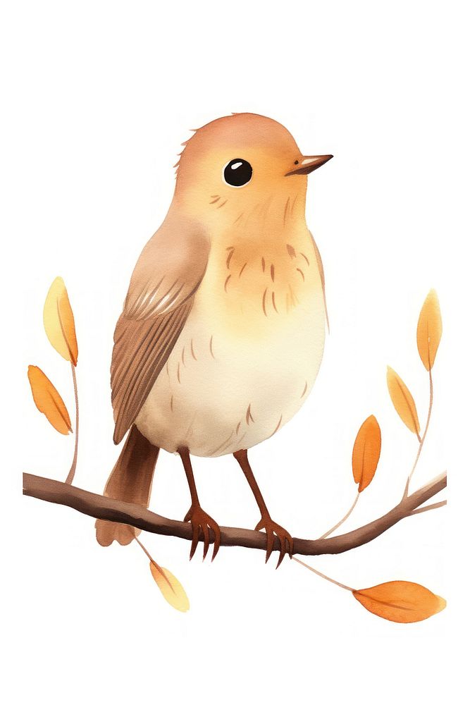 Cute watercolor illustration of a nightingale animal robin bird.