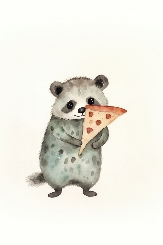Cute watercolor illustration of a raccoon wildlife drawing animal.