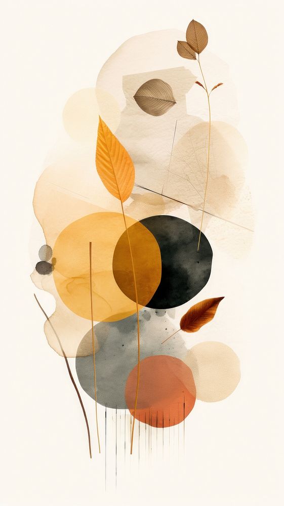 Fall leaves and pumpkin abstract painting pattern.