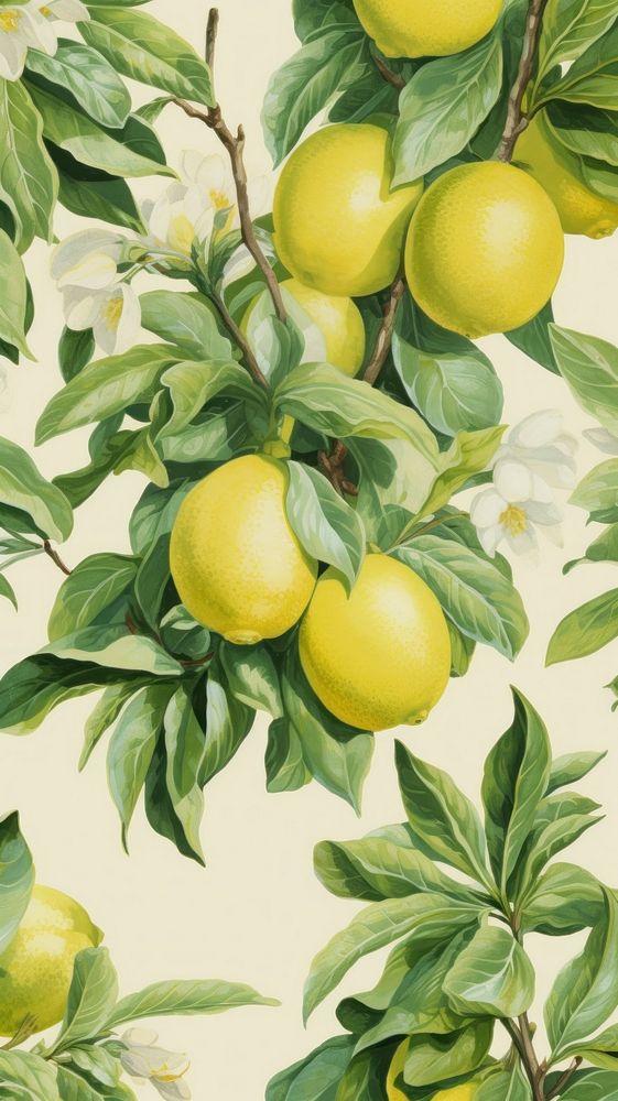 Beautiful lemons wallpaper plant fruit green.