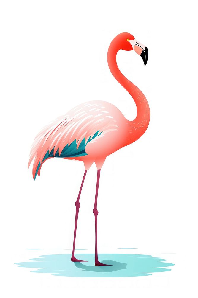 Flamingo animal bird white background.