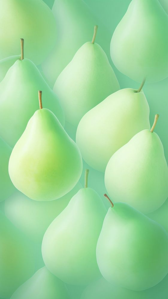 Blurred gradient pear fruits backgrounds green plant.