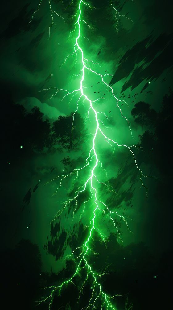Green lightning thunderstorm outdoors nature.