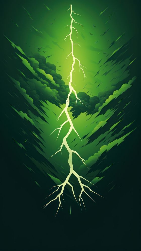 Green lightning thunderstorm nature night.