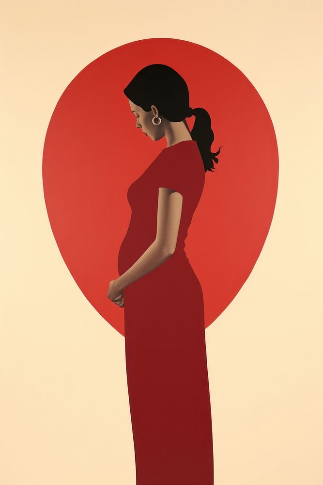 Litograph minimal pregnant adult dress anticipation.