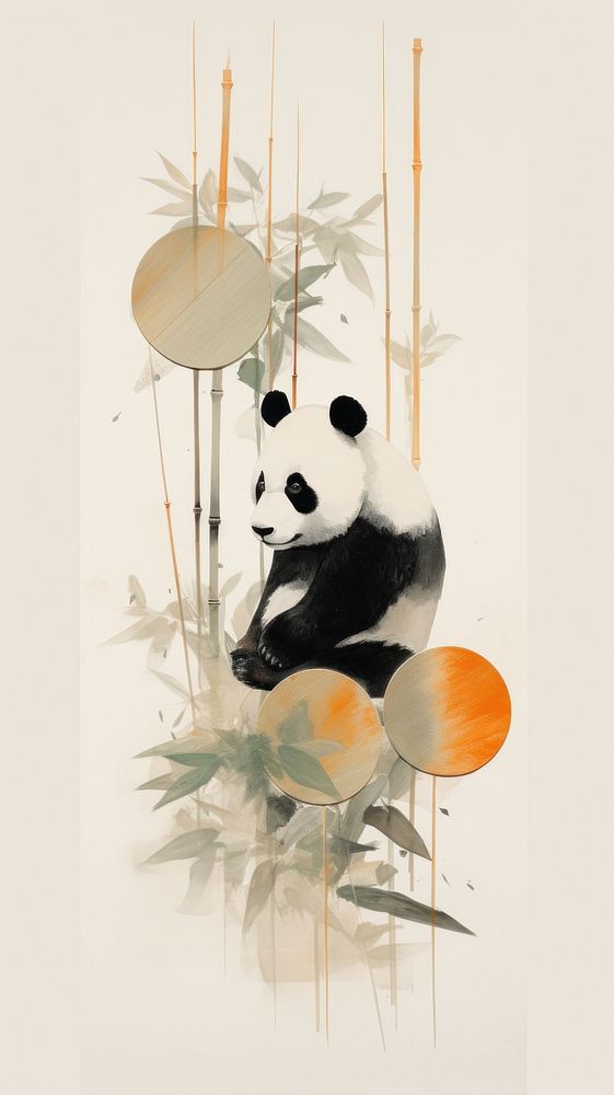 Panda eating bamboo wildlife animal mammal.