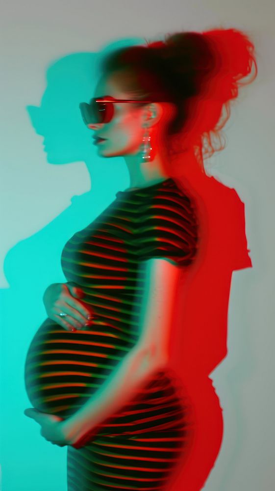 Anaglyph woman pregnant photography portrait adult.