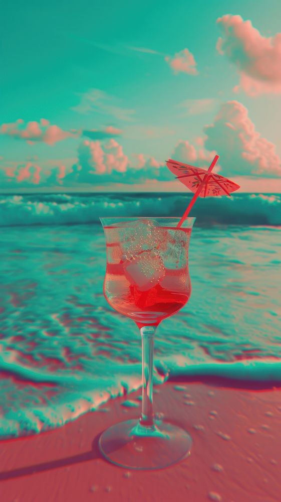 Anaglyph cocktail sky outdoors summer.