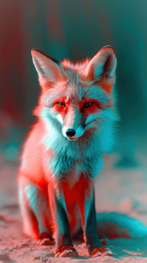 Anaglyph fox wildlife animal mammal.