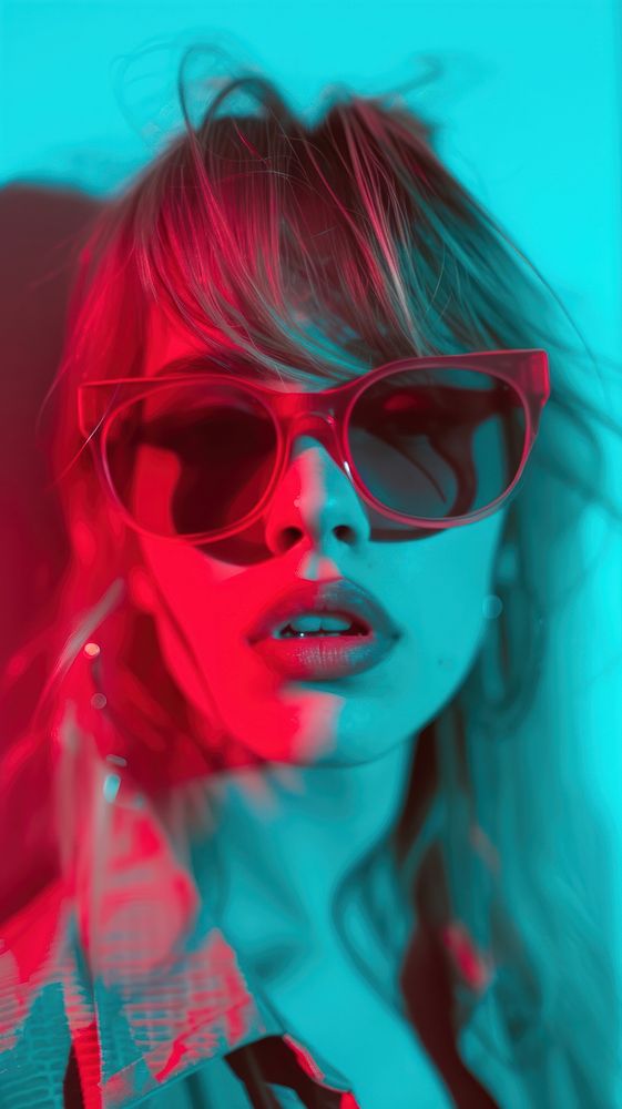 Anaglyph girl photography sunglasses portrait.