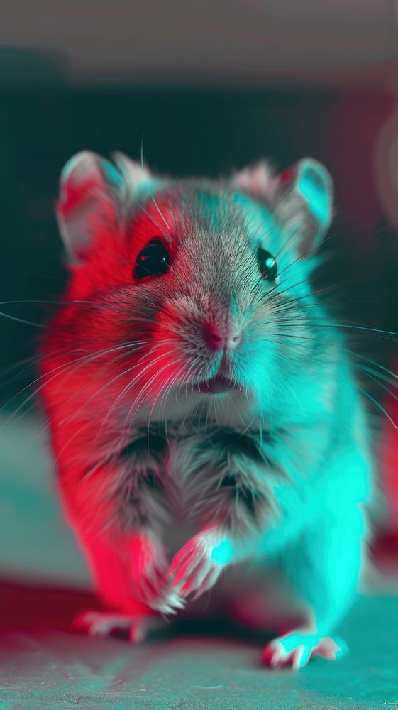 Anaglyph hamster animal mammal rodent.
